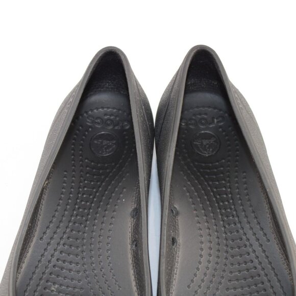 CROCS Womens Cap Toe Ballet Flat Size 5 Black Slip On Shoe Water Resistant Comfy - Picture 12 of 12